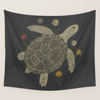 Turtle with Flowers Wall Tapestry Gallery Image 4