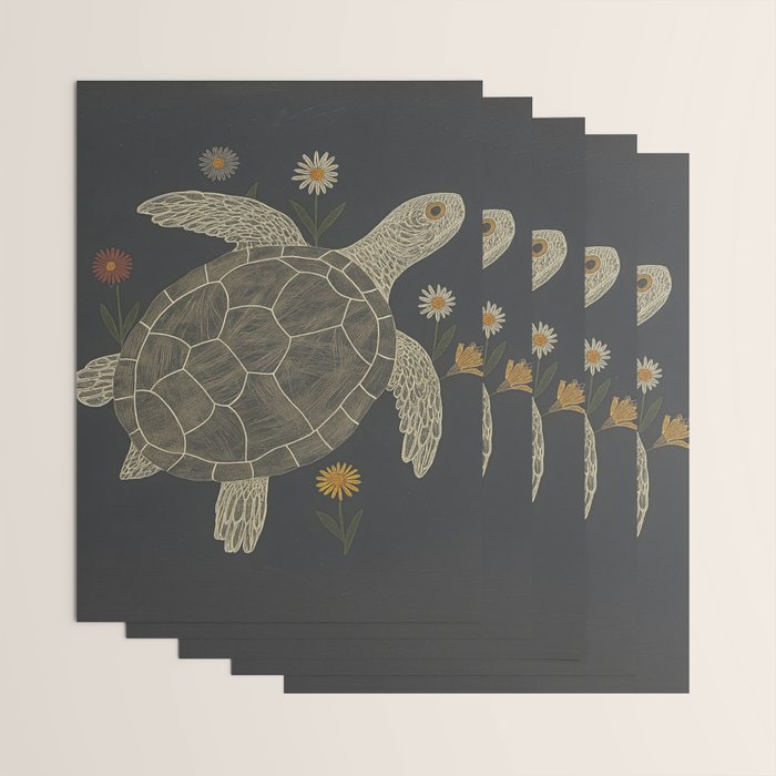 Turtle with Flowers Wrapping Paper Gallery Image 3