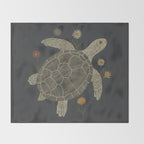 Turtle with Flowers Throw Blanket Gallery Image 2