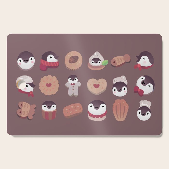 Cookie & cream & penguin - brown  pattern Cutting Board Gallery Image 1