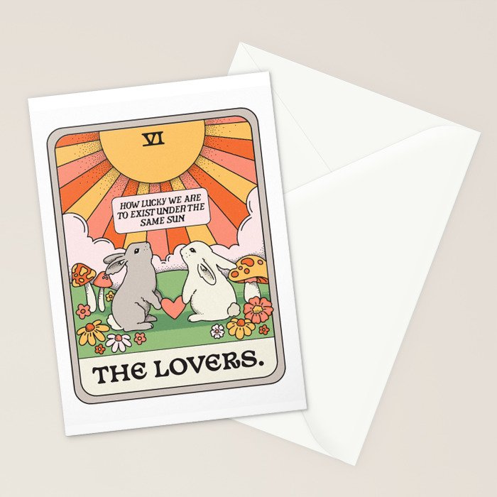 The Lovers Bunny Tarot Card Stationery Card Gallery Image 2