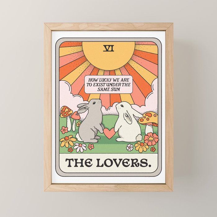 The Lovers Bunny Tarot Card Mini Art Print Gallery Image 1