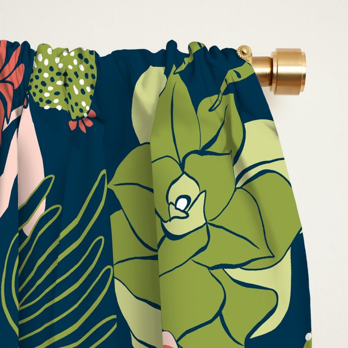 Succulent Garden Navy Window Curtain Gallery Image 2
