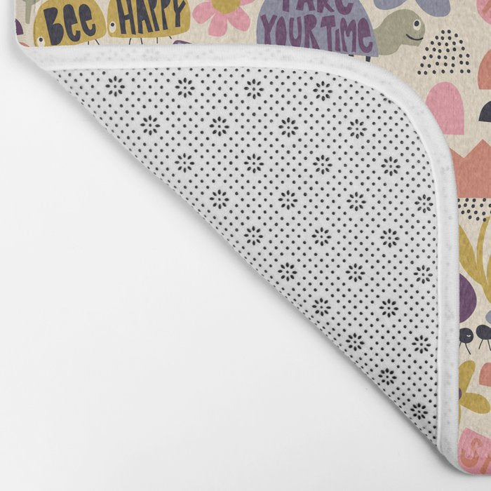 Playful Meadow Cute Animals with Motivational Affirmations - Soft Regal Bath Mat Gallery Image 2