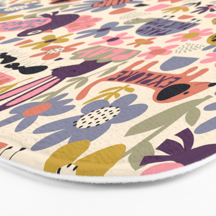 Playful Meadow Cute Animals with Motivational Affirmations - Soft Regal Bath Mat Gallery Image 3