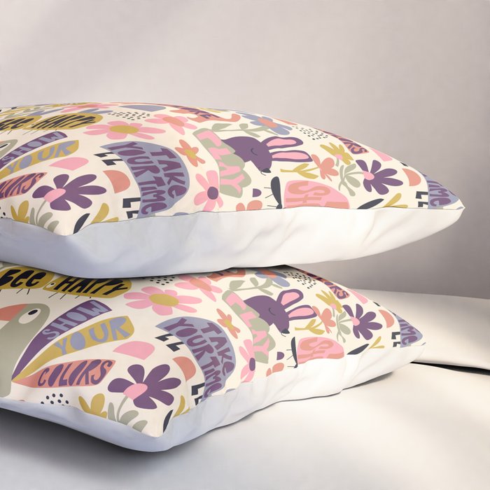 Playful Meadow Cute Animals with Motivational Affirmations - Soft Regal Pillow Sham Gallery Image 3
