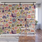 Playful Meadow Cute Animals with Motivational Affirmations - Soft Regal Wall Mural Gallery Image 1