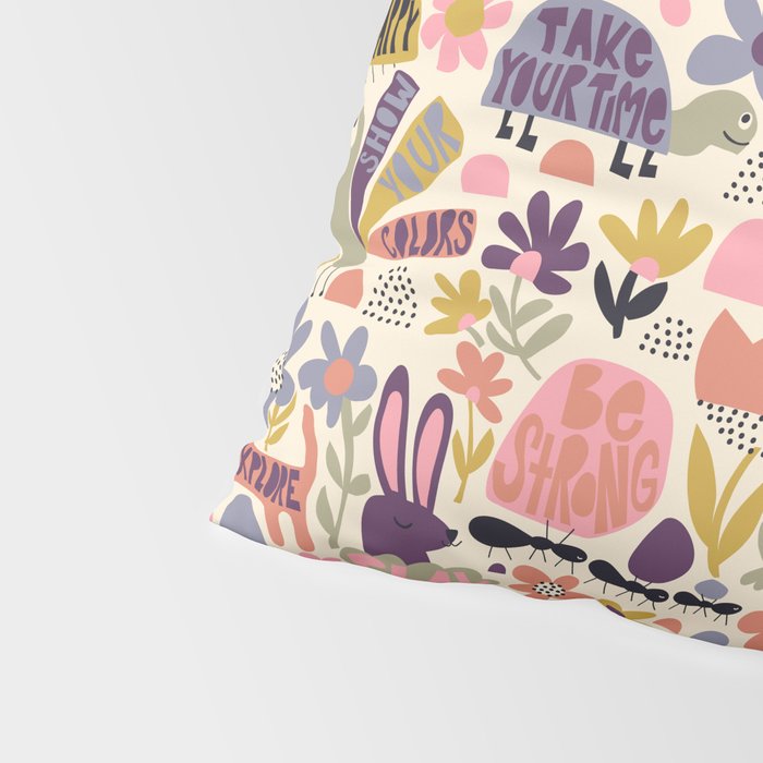 Playful Meadow Cute Animals with Motivational Affirmations - Soft Regal Pillow Sham Gallery Image 4