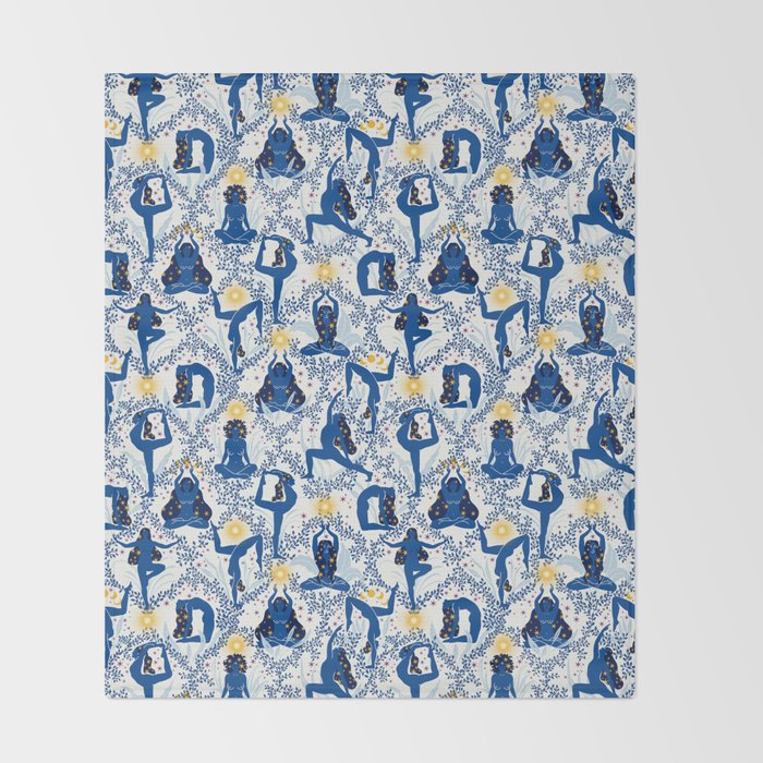 Feel the Cosmic Yoga blue Throw Blanket Gallery Image 2