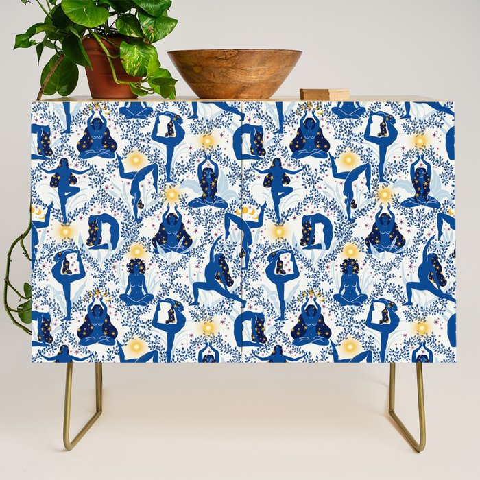 Feel the Cosmic Yoga blue Credenza Gallery Image 1