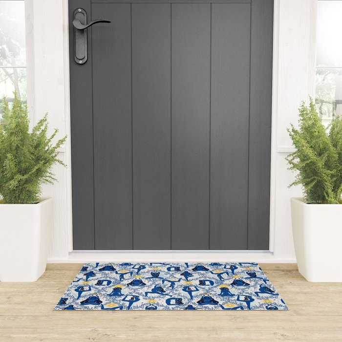 Feel the Cosmic Yoga blue Welcome Mat Gallery Image 3