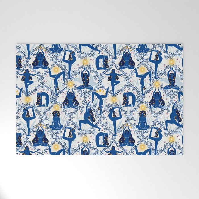 Feel the Cosmic Yoga blue Welcome Mat Gallery Image 1