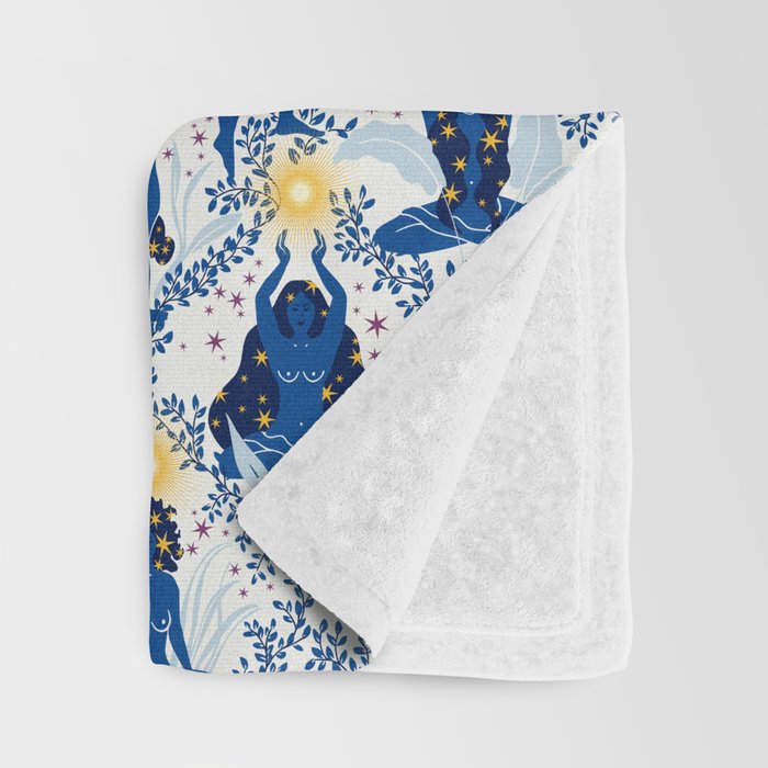 Feel the Cosmic Yoga blue Throw Blanket Gallery Image 3