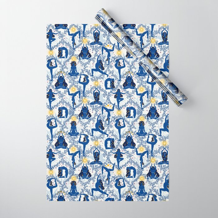 Feel the Cosmic Yoga blue Wrapping Paper Gallery Image 1