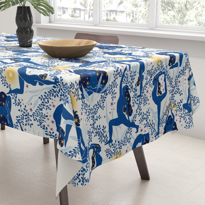 Feel the Cosmic Yoga blue Tablecloth Gallery Image 3