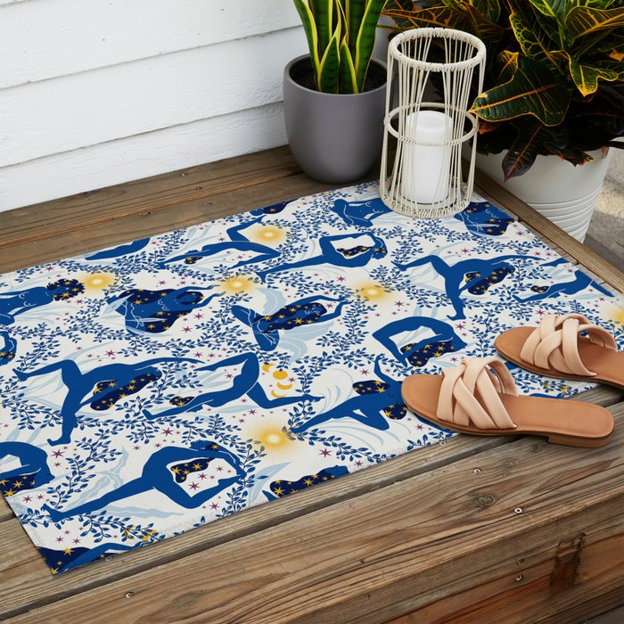 Feel the Cosmic Yoga blue Outdoor Rug Gallery Image 2