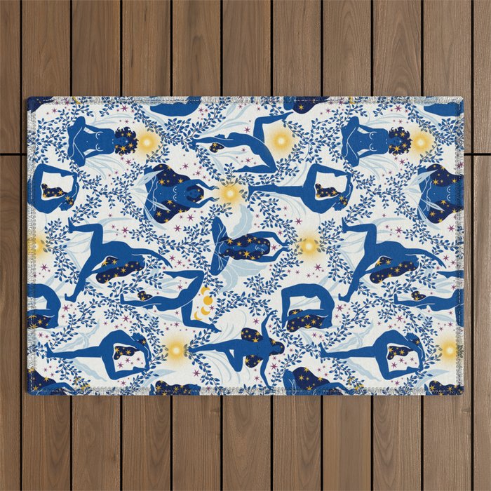Feel the Cosmic Yoga blue Outdoor Rug Gallery Image 1