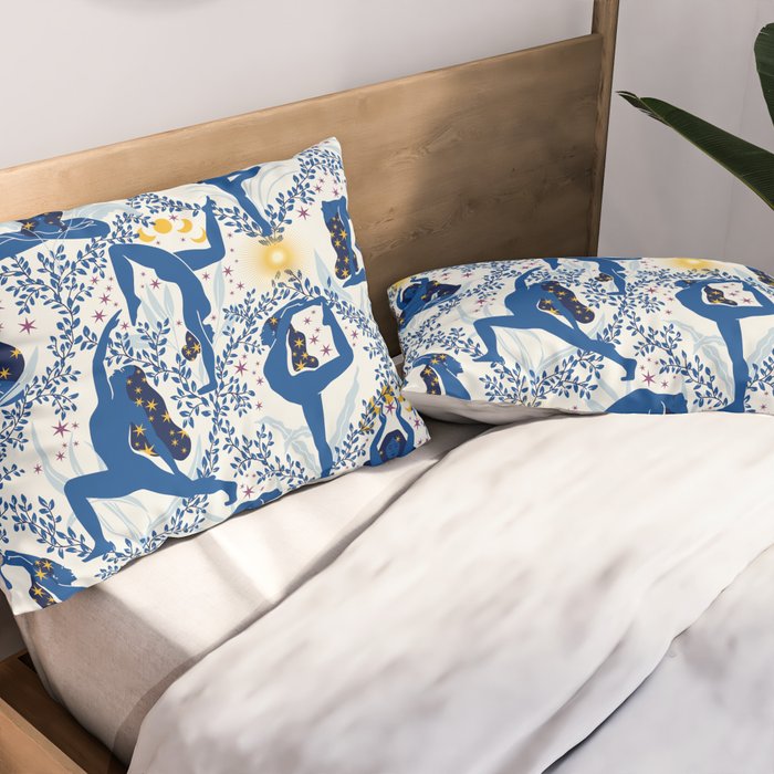 Feel the Cosmic Yoga blue Pillow Sham Gallery Image 2