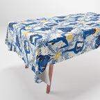 Feel the Cosmic Yoga blue Tablecloth Gallery Image 1