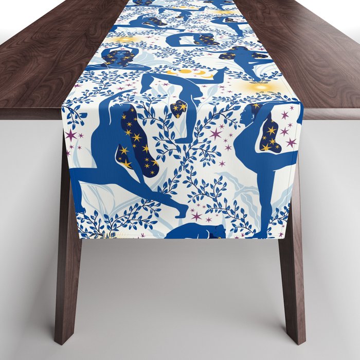 Feel the Cosmic Yoga blue Table Runner Gallery Image 1