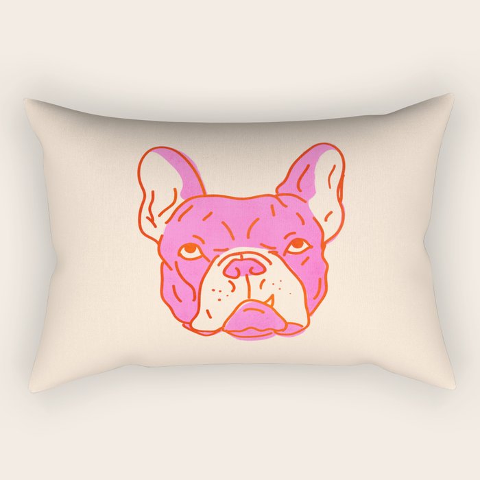 Hot Pink Bulldog Rectangular Pillow Gallery Image 2