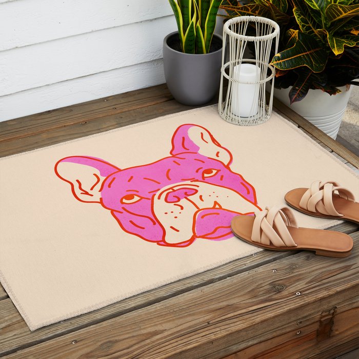 Hot Pink Bulldog Outdoor Rug Gallery Image 2