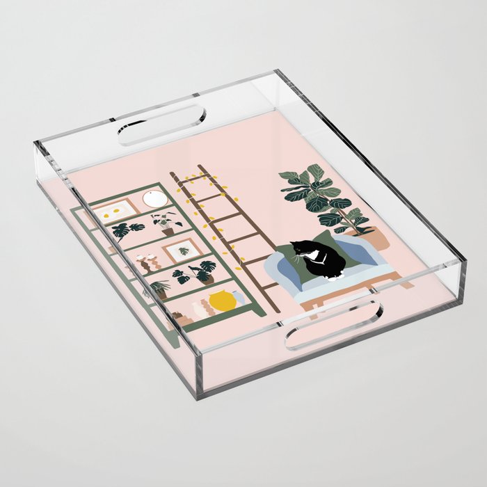 cat chilling out in the living room Acrylic Tray Gallery Image 1