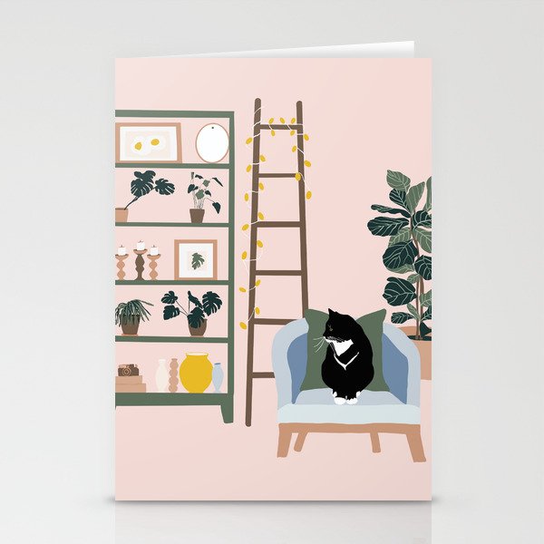 cat chilling out in the living room Stationery Card Gallery Image 2