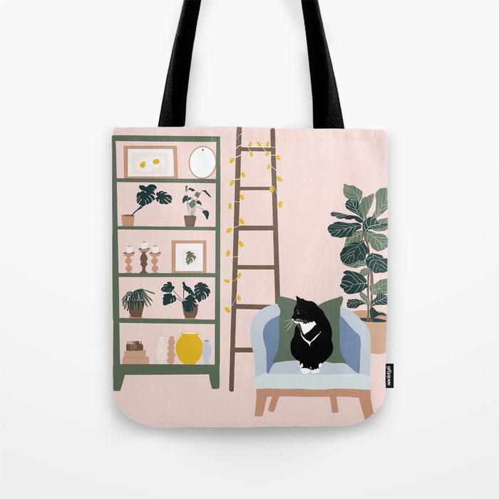 cat chilling out in the living room Tote Bag Gallery Image 1