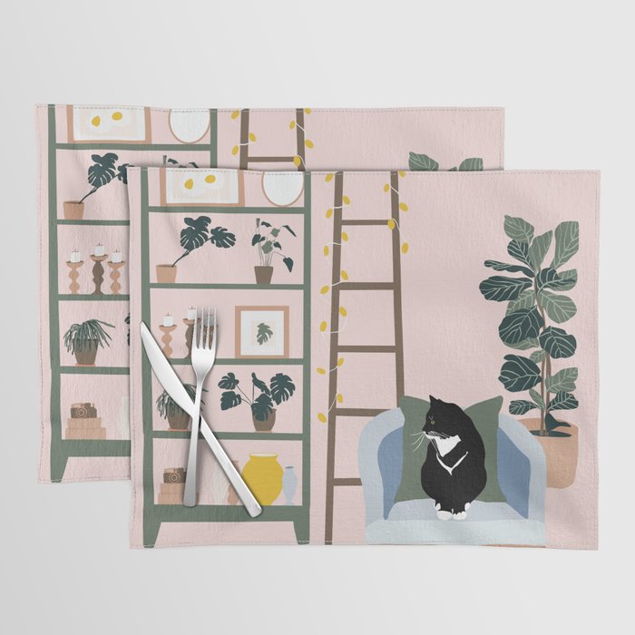 cat chilling out in the living room Placemat