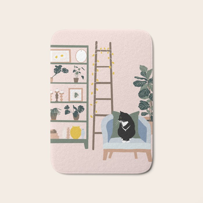 cat chilling out in the living room Bath Mat Gallery Image 1