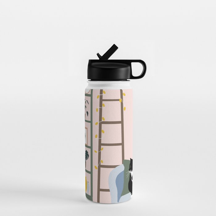 cat chilling out in the living room Water Bottle Gallery Image 1