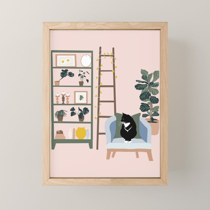 cat chilling out in the living room Mini Art Print Gallery Image 1