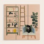 cat chilling out in the living room Wood Wall Art Gallery Image 1