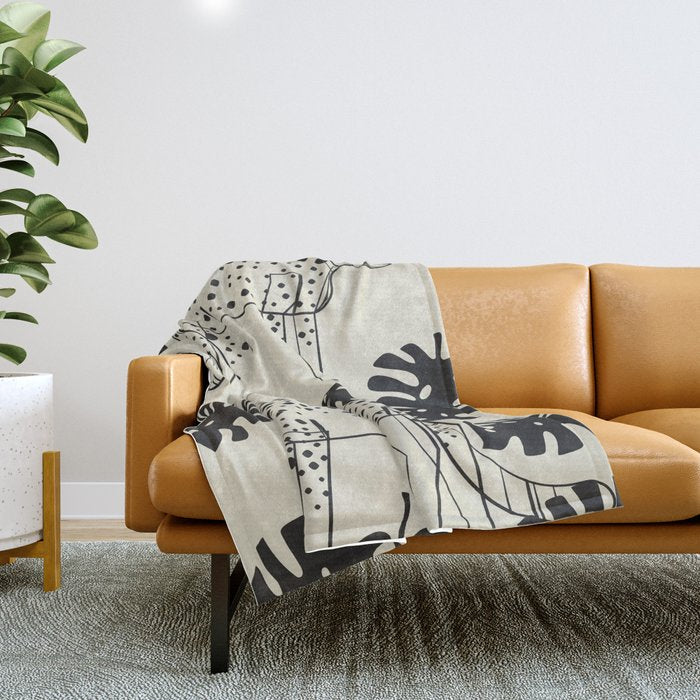 Cheetahs Monstera 4 Throw Blanket Gallery Image 1