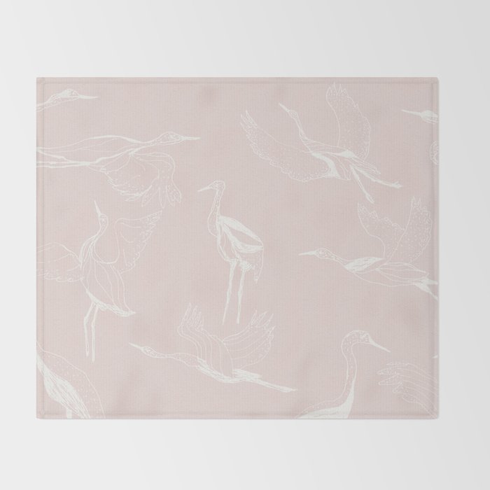 Cranes (Pink) Throw Blanket Gallery Image 2