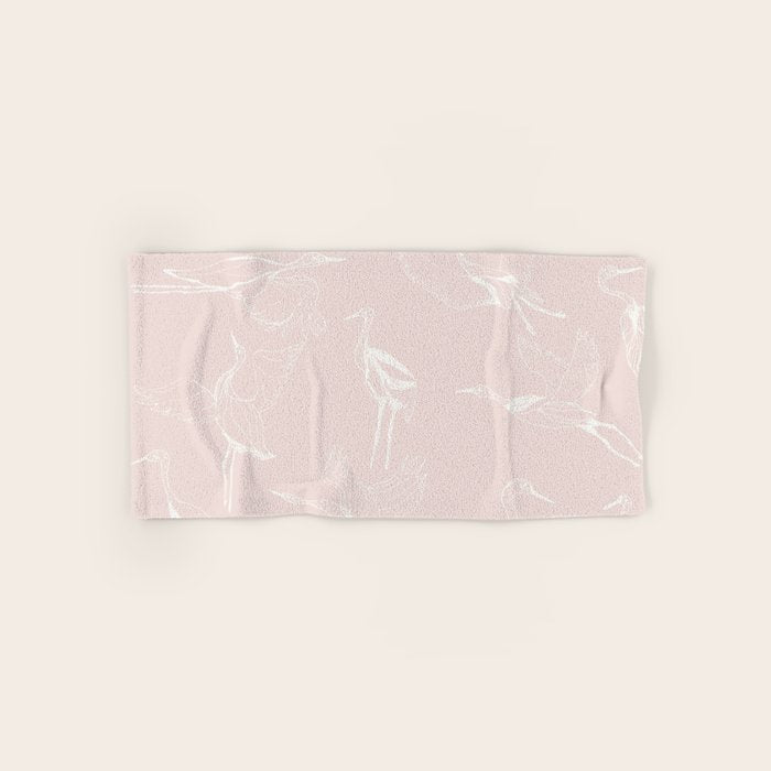 Cranes (Pink) Bath Towel Gallery Image 1
