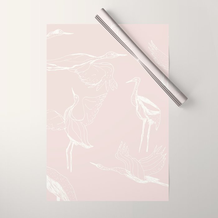 Cranes (Pink) Wrapping Paper Gallery Image 1