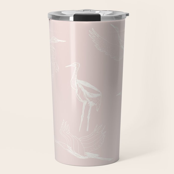 Cranes (Pink) Travel Mug Gallery Image 1