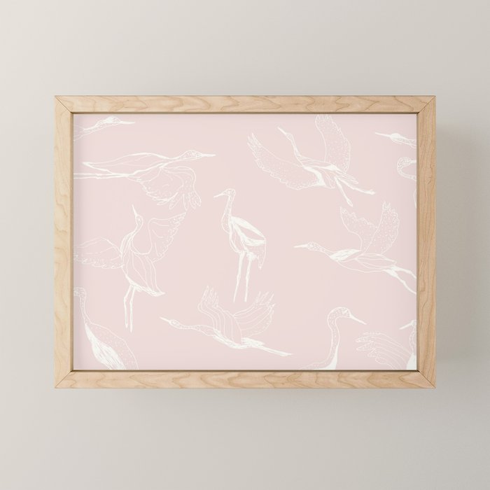 Cranes (Pink) Mini Art Print Gallery Image 1