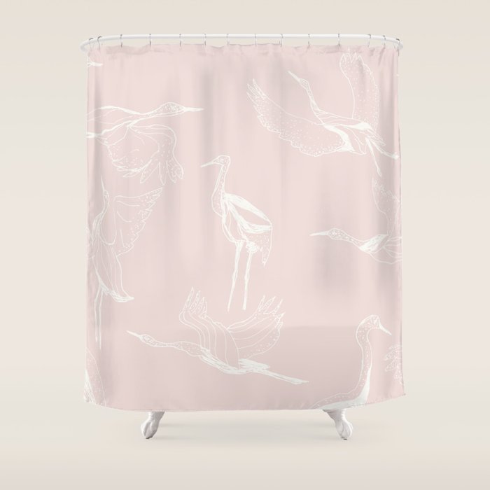 Cranes (Pink) Shower Curtain Gallery Image 1