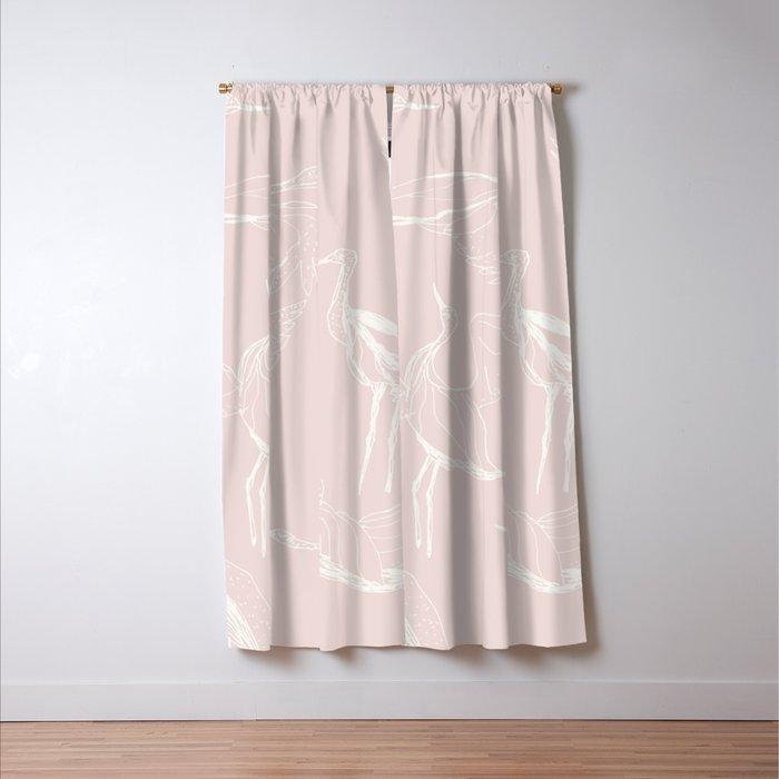 Cranes (Pink) Window Curtain Gallery Image 3