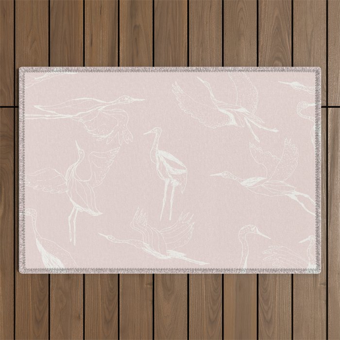 Cranes (Pink) Outdoor Rug Gallery Image 1