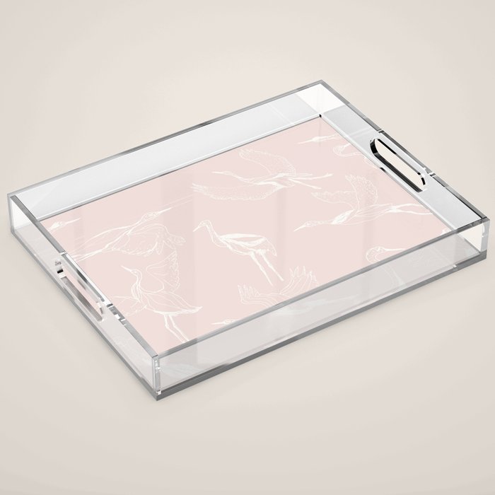 Cranes (Pink) Acrylic Tray Gallery Image 1