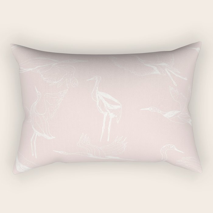 Cranes (Pink) Rectangular Pillow Gallery Image 2