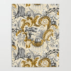 Rococo Raccoons - gold Poster Gallery Image 4