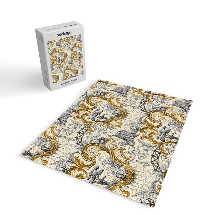 Rococo Raccoons - gold Jigsaw Puzzle Gallery Image 2