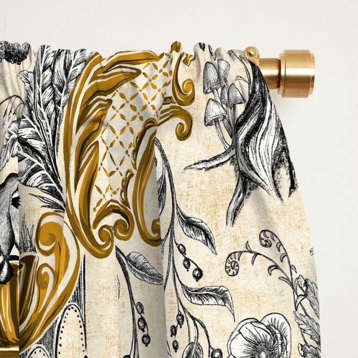 Rococo Raccoons - gold Window Curtain Gallery Image 2