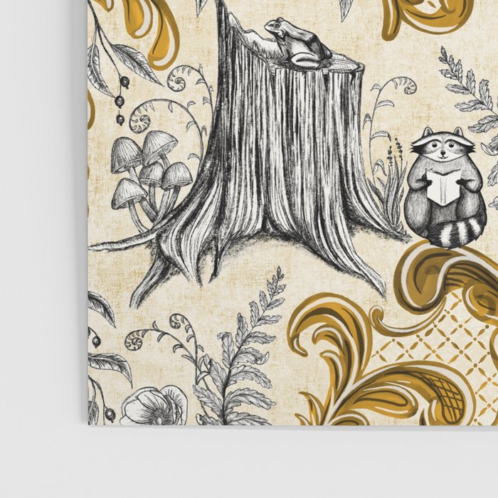 Rococo Raccoons - gold Poster Gallery Image 3