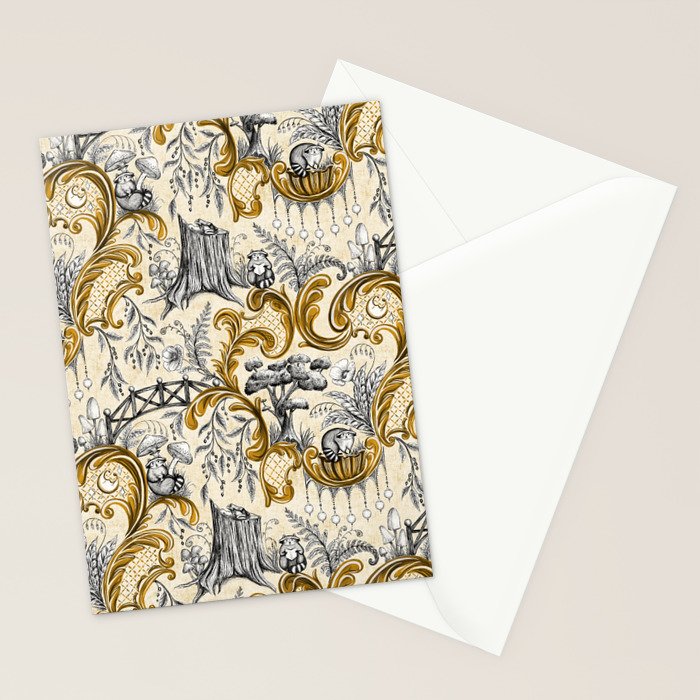Rococo Raccoons - gold Stationery Card Gallery Image 2